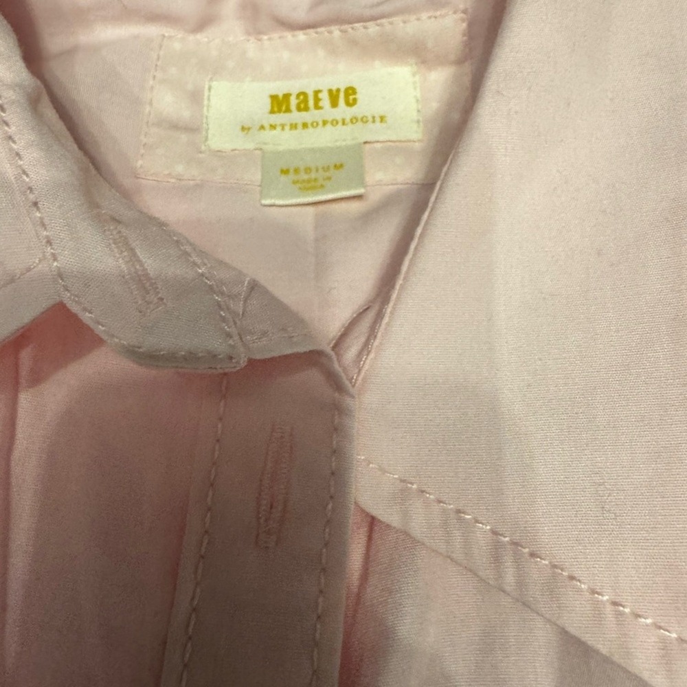 Anthropologie‎ Maeve Soft Pink Casual Shirt size M - Picture 5 of 7